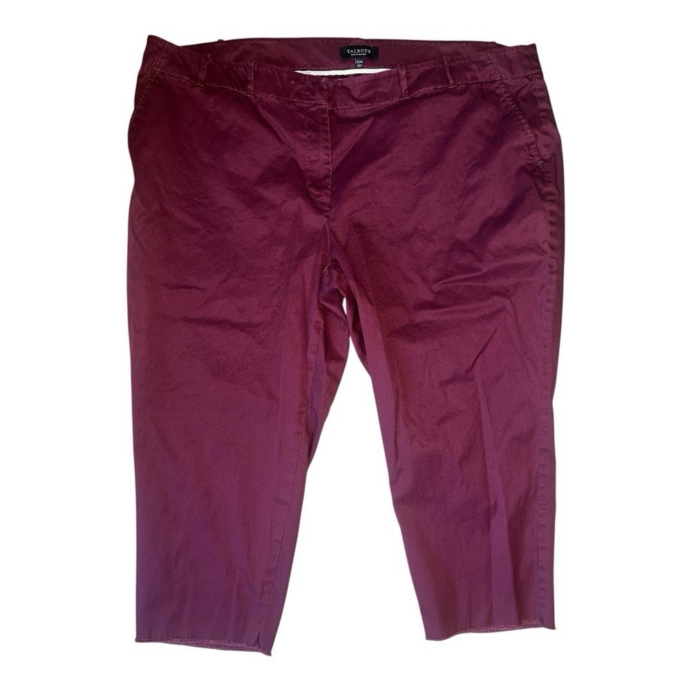Talbots Raw Hem Ankle Pant Wine Size 22WP Old Money Preppy DO1